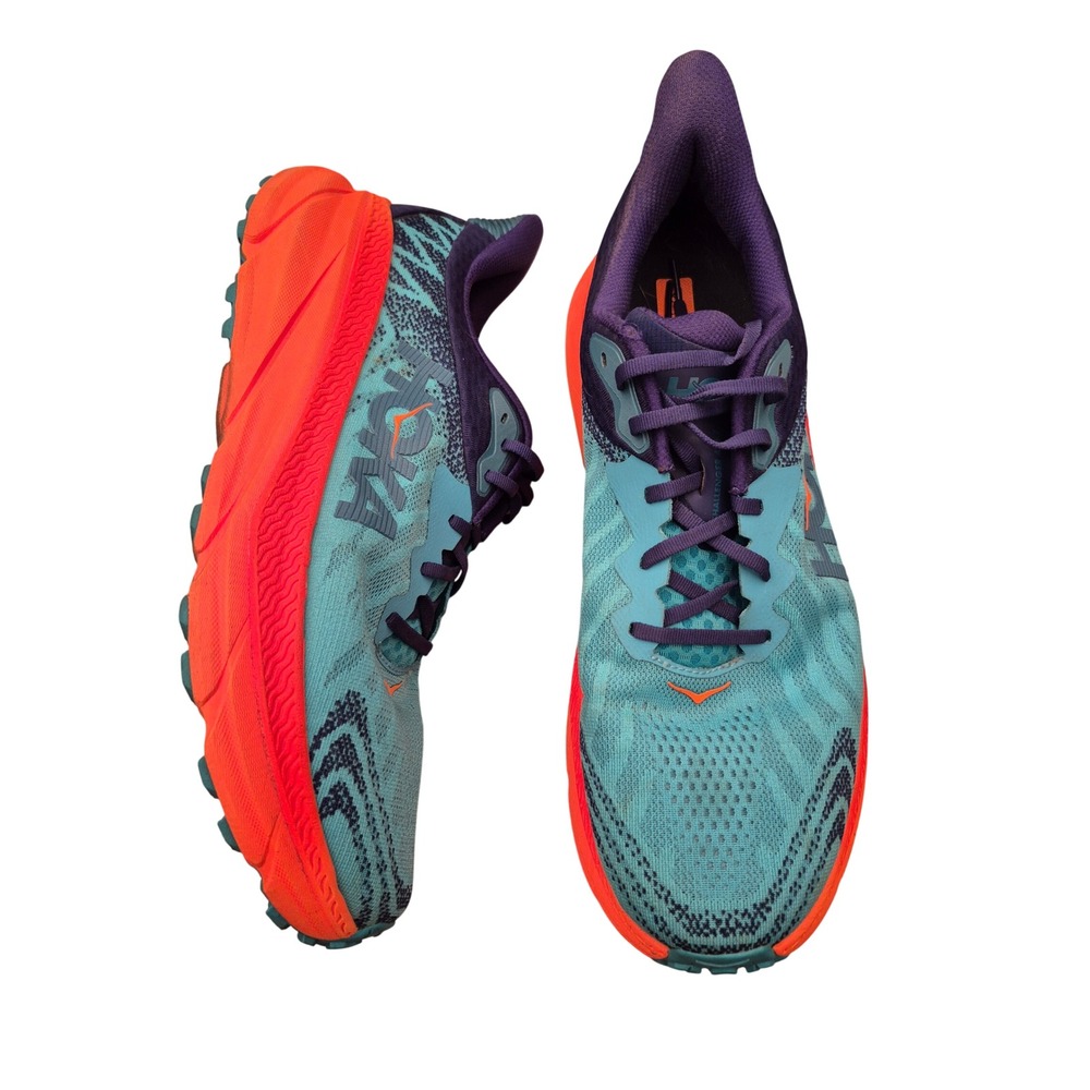 Hoka Challenger ATR 7 Mens Trail Running Shoes Teal Orange Ceramic Sz 14‎ EE